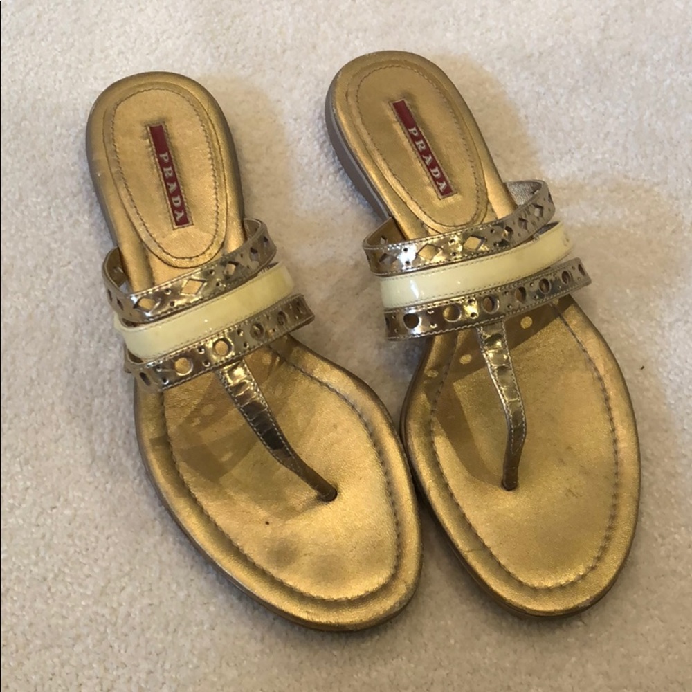 Prada Gold Sandals